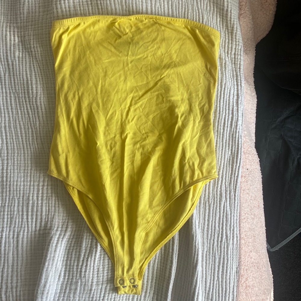 Yellow strapless bodysuit